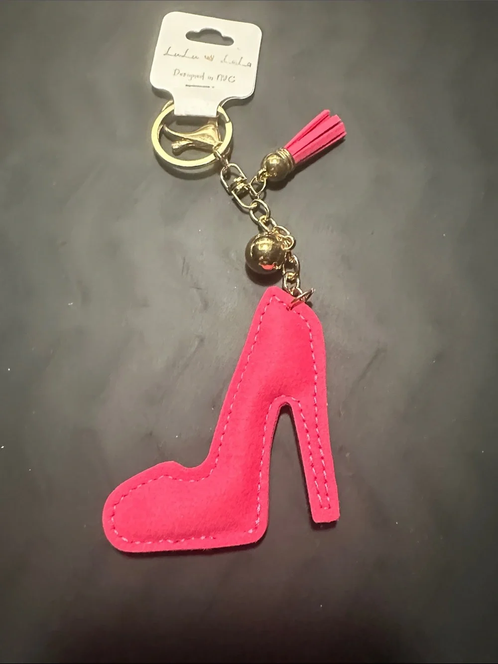 Pink Crystal High Heel Keychain Charm